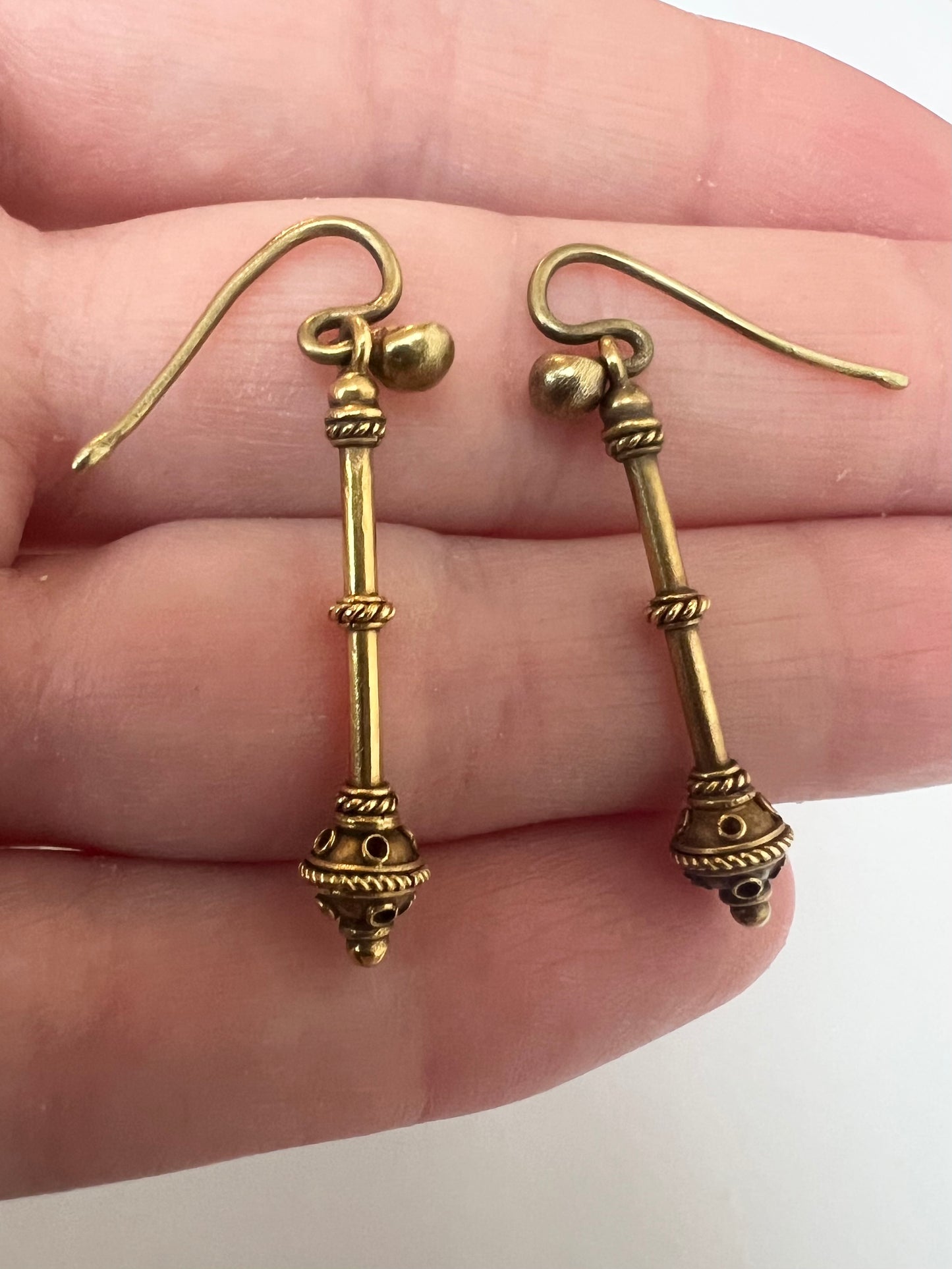 Fortunato Pia Castellani Etruscan Revival Victorian Gold Drop Earrings