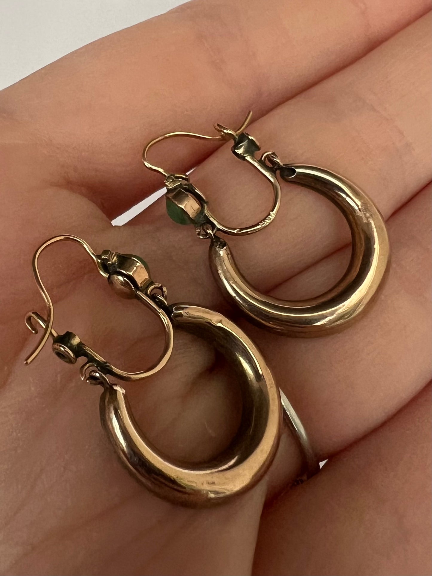 Rose Gold Antique Turquoise Hoop Earrings