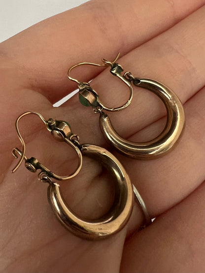 Rose Gold Antique Turquoise Hoop Earrings