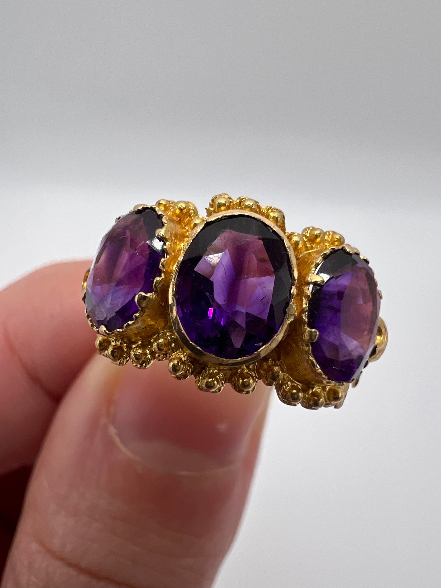 High Carat Gold Late Georgian Victorian 3 Stone Ring