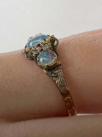 12ct Gold 1791 Opal Diamond Ring...Please read description!