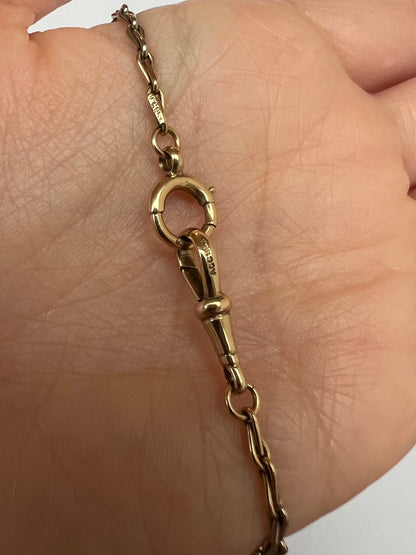 Art Deco 2 Tone Rose White Gold Hayseed Link Albert Watch Chain