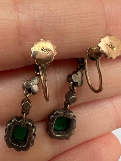Super Sweet Edwardian Antique Paste Screw Back Earrings