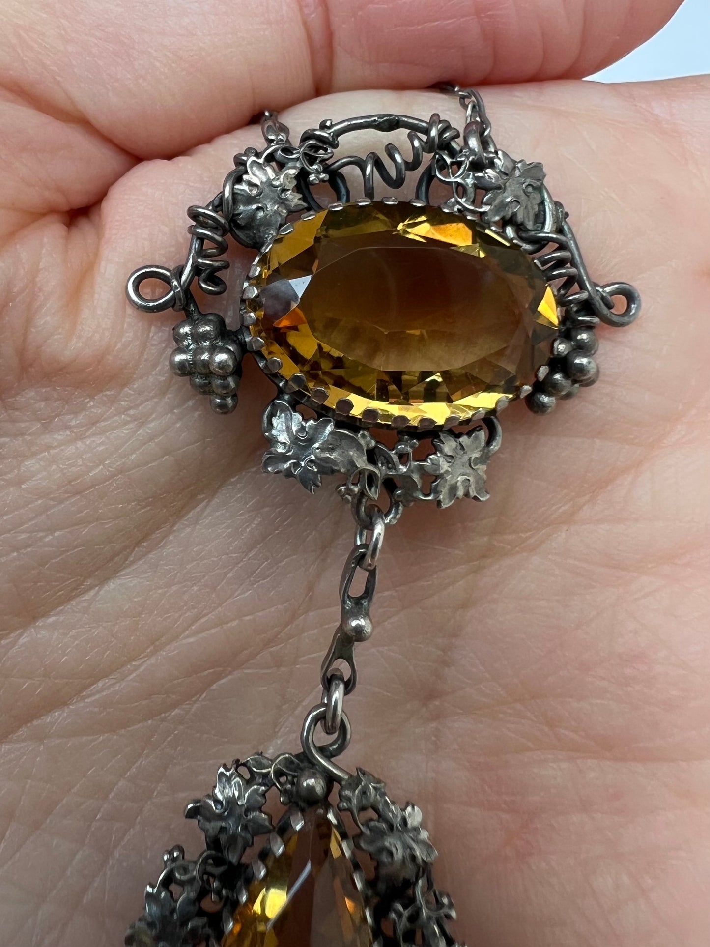 Silver Arts & Crafts Citrine Necklace