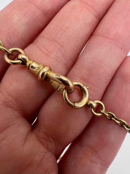 Please ask for price - 59" 15ct Solid Gold Antique Long Muff Chain