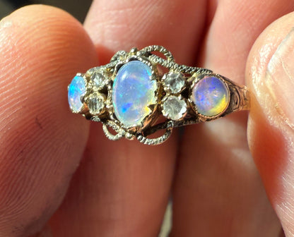 12ct Gold 1791 Opal Diamond Ring...Please read description!