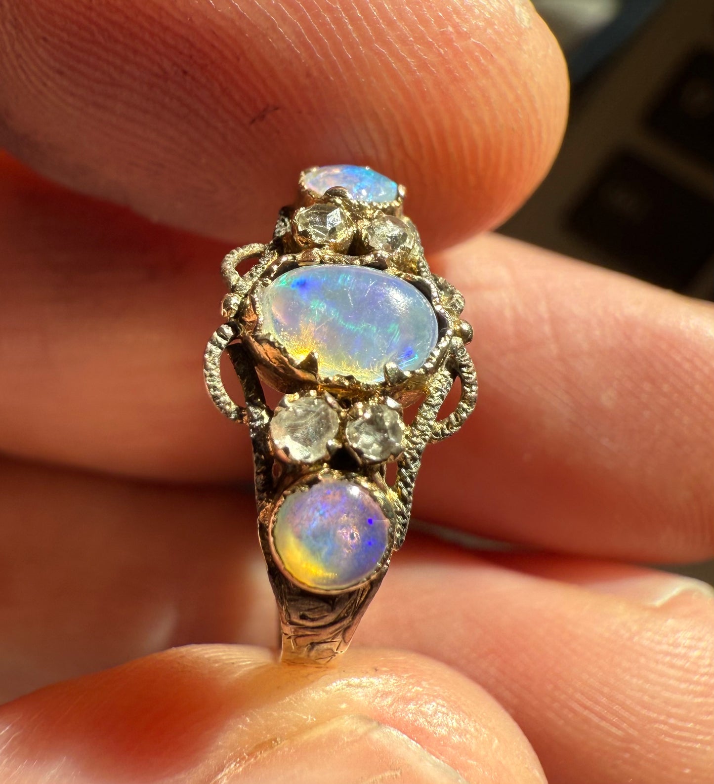 12ct Gold 1791 Opal Diamond Ring...Please read description!