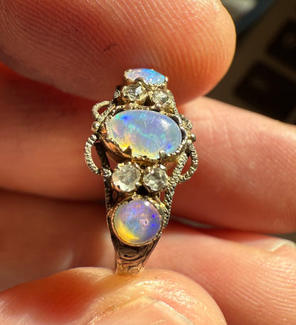 12ct Gold 1791 Opal Diamond Ring...Please read description!