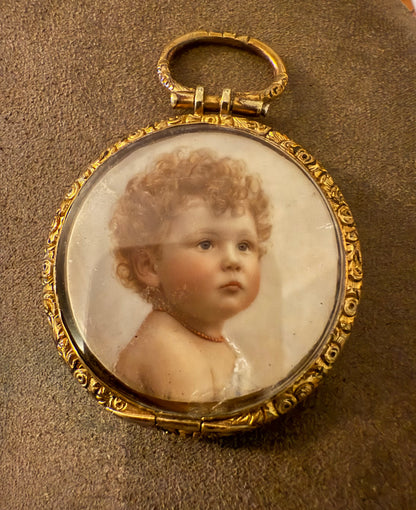 Super Sweet Sentimental Victorian Portrait Miniature Locket