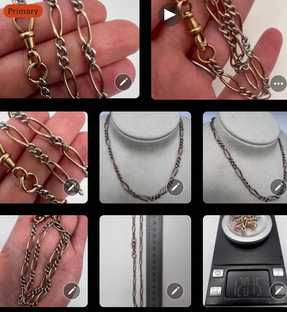 RESERVED Cooper c1915 Turquoise & Gold Negligee Double Drop Pendant Necklace plus bi colour Albert