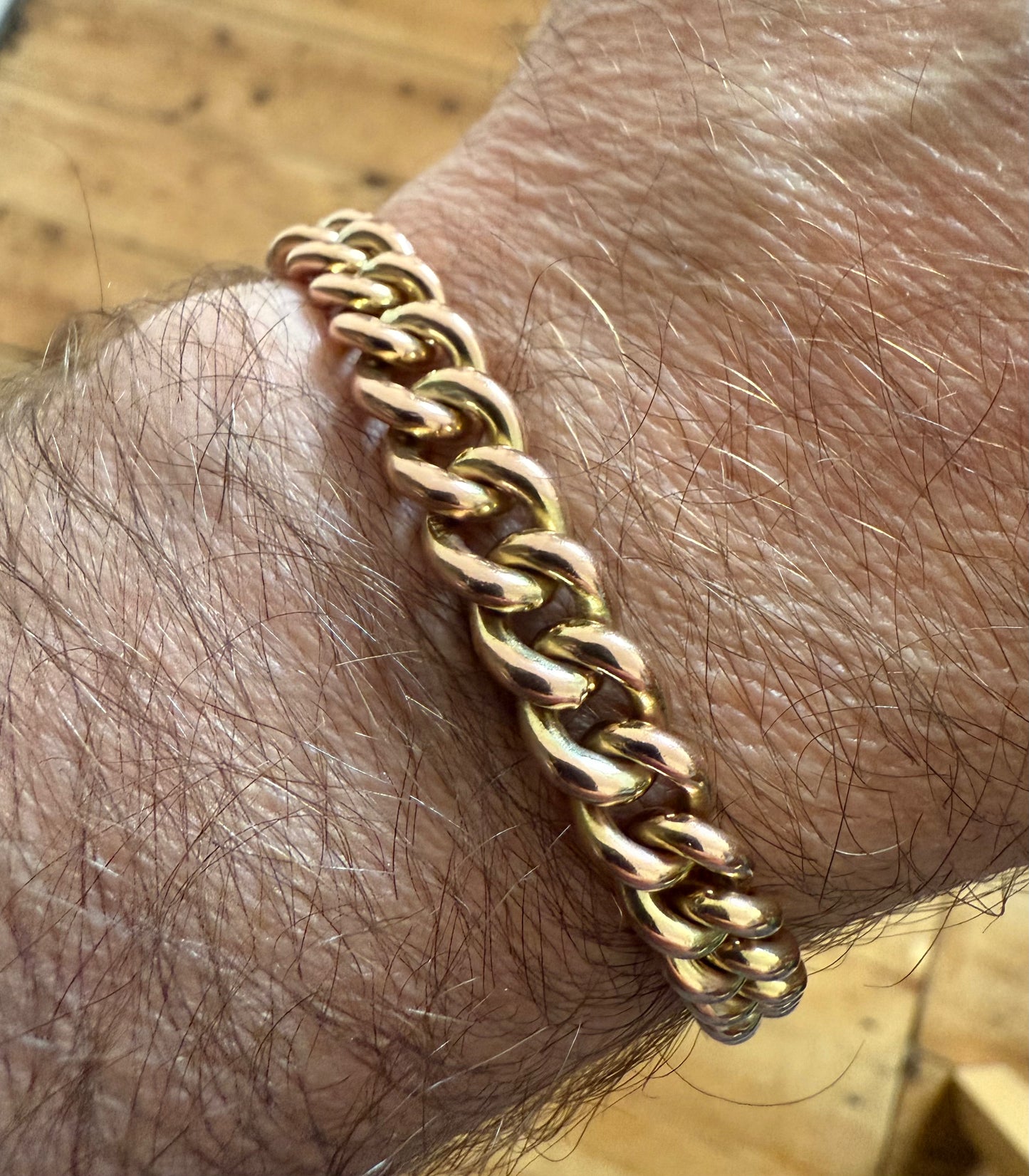 Antique Rose Gold Albert Chain Curb Link Chunky Bracelet Gents or Unisex