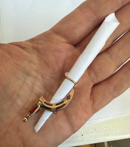 Scottish Wedding Gents Posy Holder R.L Christie Edinburgh Rare Gold Scimitar Pebble Jewellery Brooch