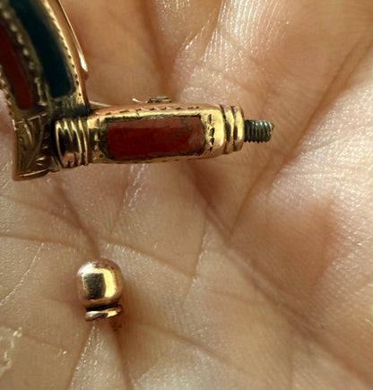 Scottish Wedding Gents Posy Holder R.L Christie Edinburgh Rare Gold Scimitar Pebble Jewellery Brooch