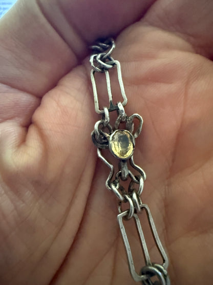 Arts & Crafts Citrine Silver Flower Necklace