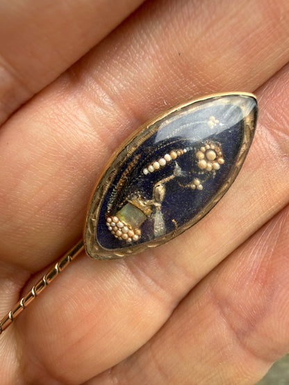 A Miniature Work Of Art! Regency Bird Gold Stick Pin