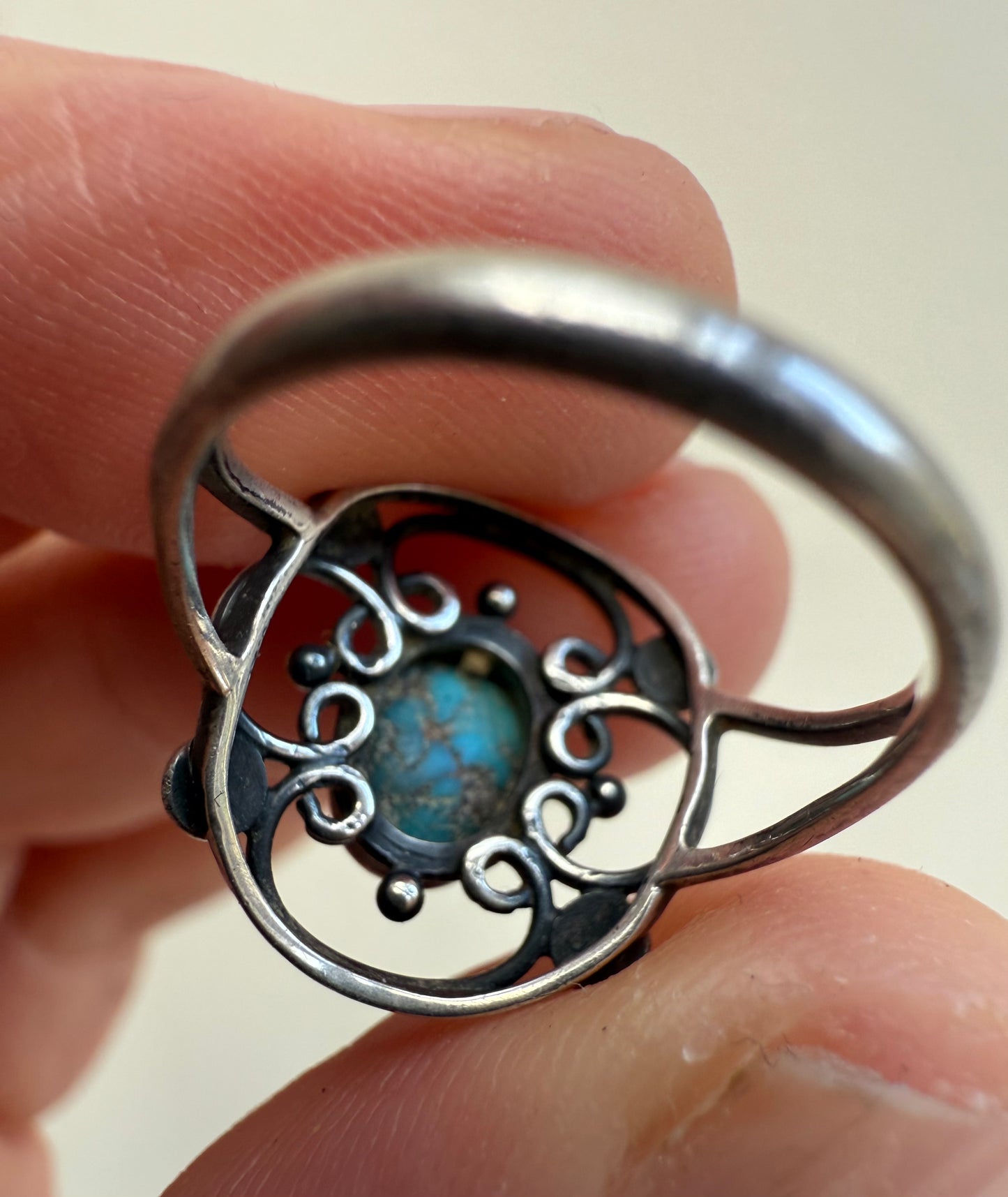 Arts & Crafts Turquoise Silver Ring