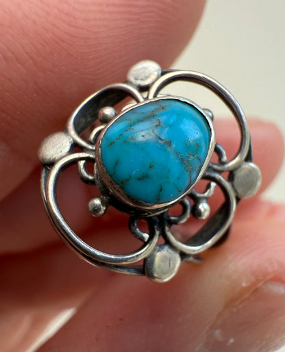 Arts & Crafts Turquoise Silver Ring