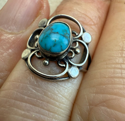 Arts & Crafts Turquoise Silver Ring