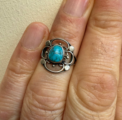 Arts & Crafts Turquoise Silver Ring