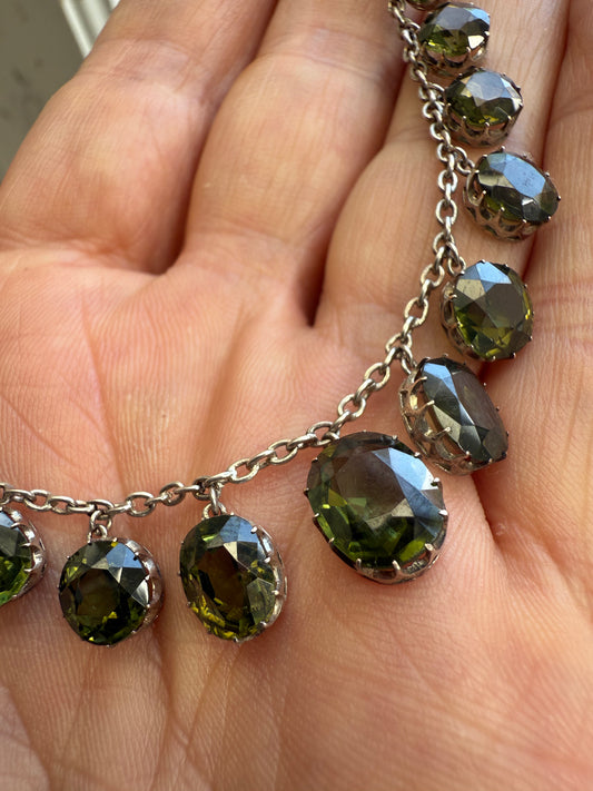 Natural Green Zircon Edwardian Fringe Necklace - As Old As The Earth Itself