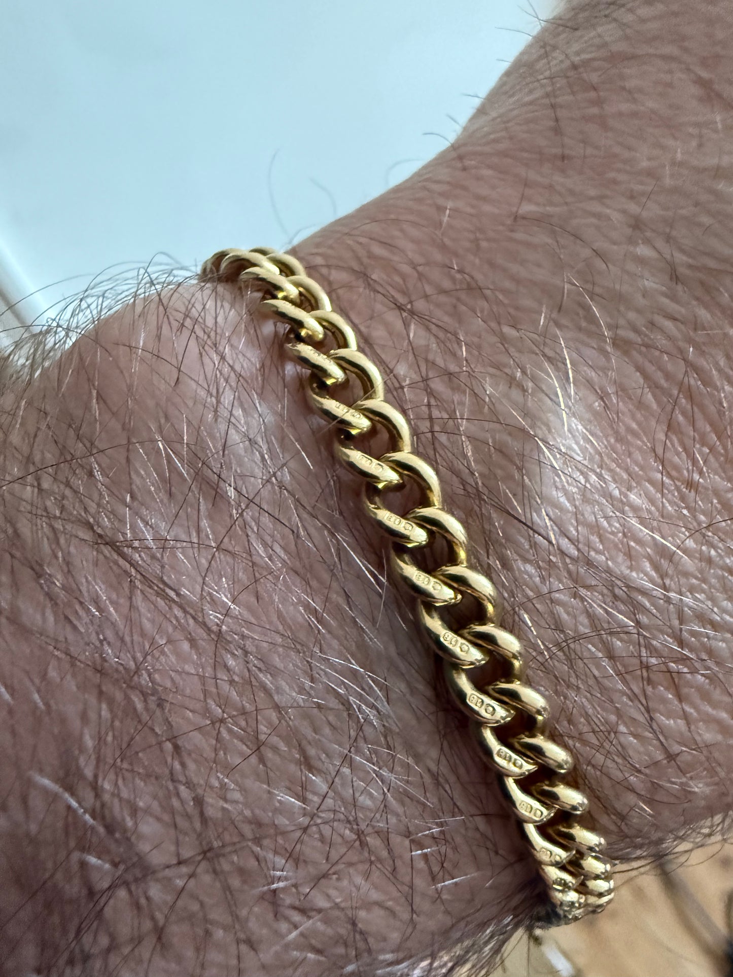 Solid 18ct Gold Heavy Antique Albert Curb Link Bracelet 8" Gents or Ladies