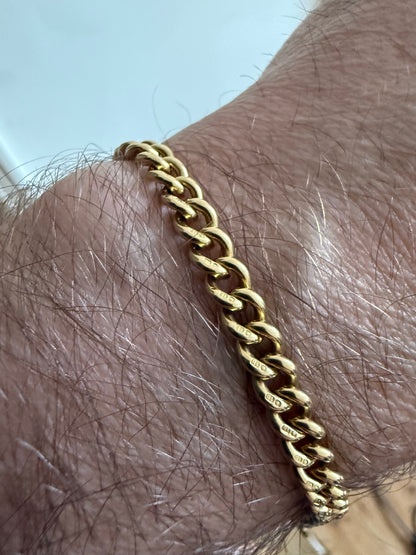Solid 18ct Gold Heavy Antique Albert Curb Link Bracelet 8" Gents or Ladies