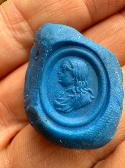 Georgian Gold Intaglio Chalcedony Carved Face Hardstone Fob Seal