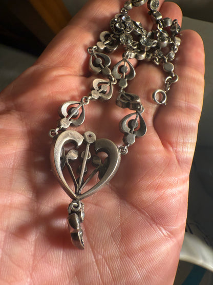 French Antique Silver Paste Necklace