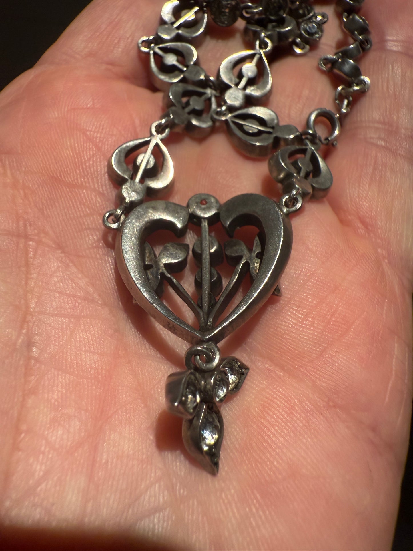 French Antique Silver Paste Necklace