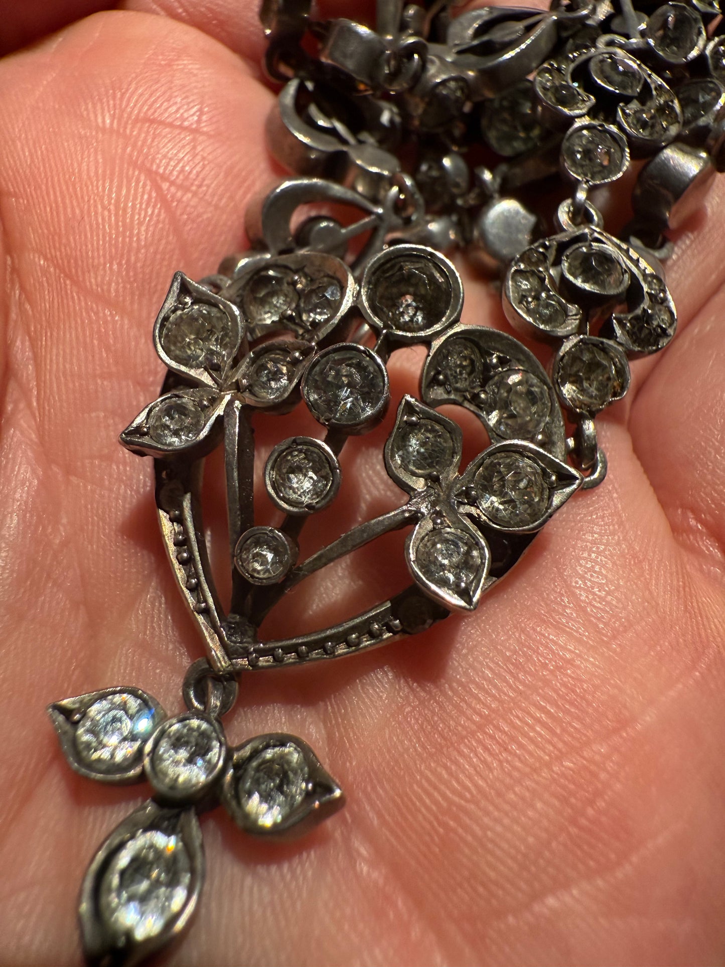 French Antique Silver Paste Necklace