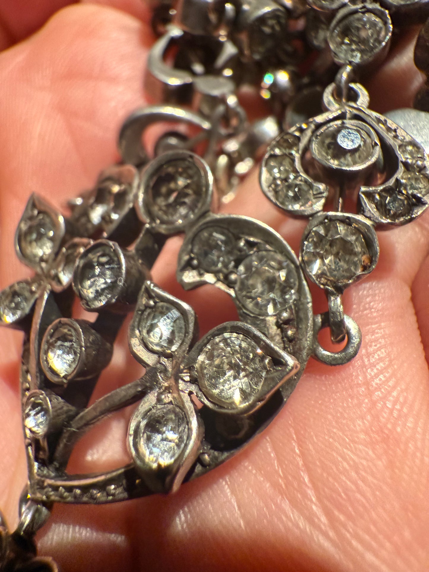 French Antique Silver Paste Necklace