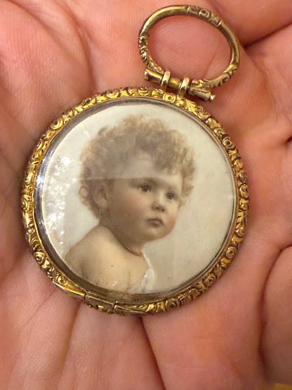 Super Sweet Sentimental Victorian Portrait Miniature Locket