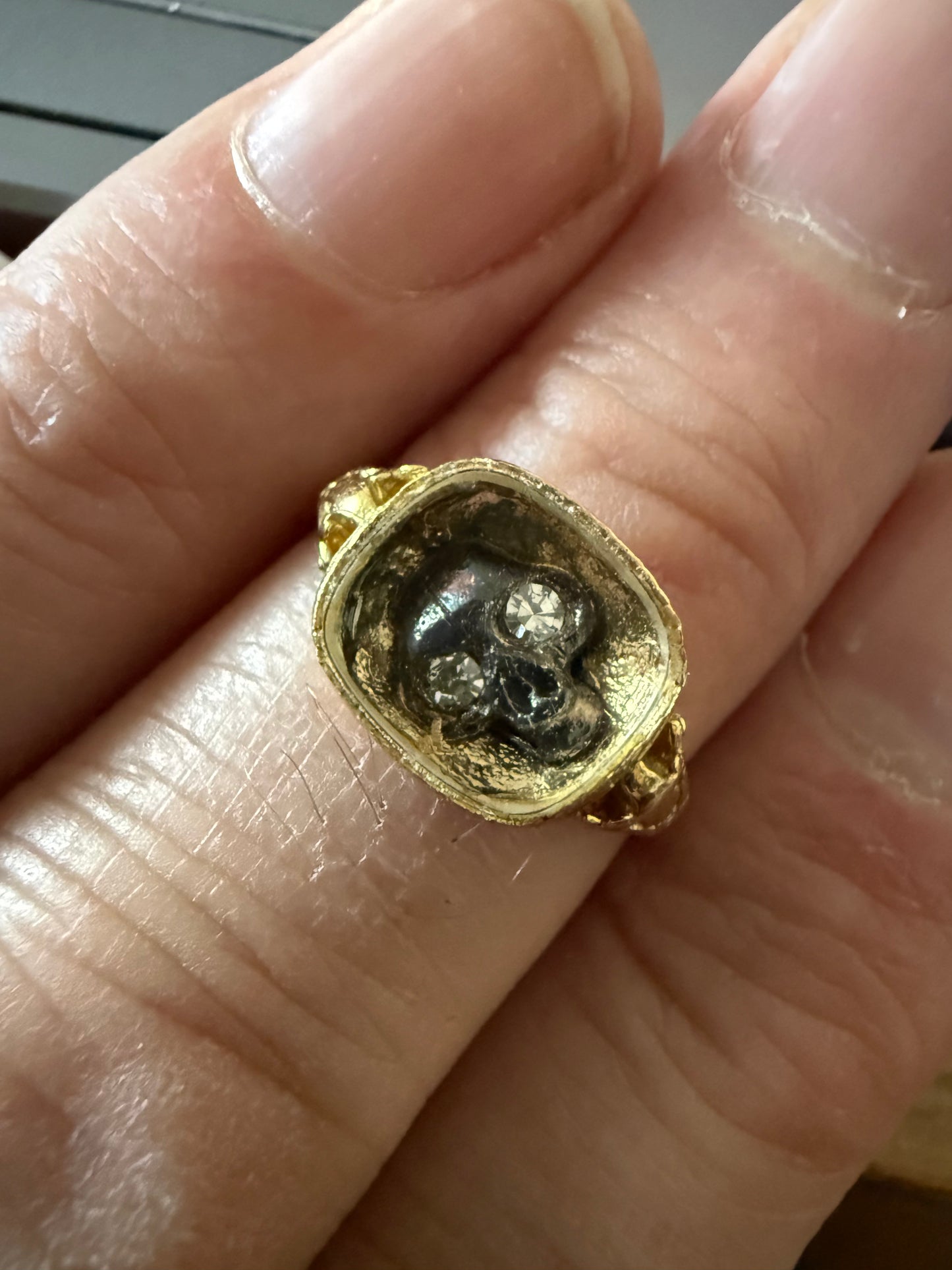 Regency Momento Mori Gold Skull Ring (likely modified from the original)