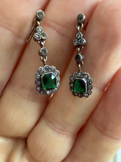 Super Sweet Edwardian Antique Paste Screw Back Earrings
