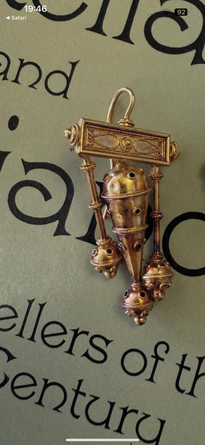 Fortunato Pia Castellani Etruscan Revival Victorian Gold Drop Earrings