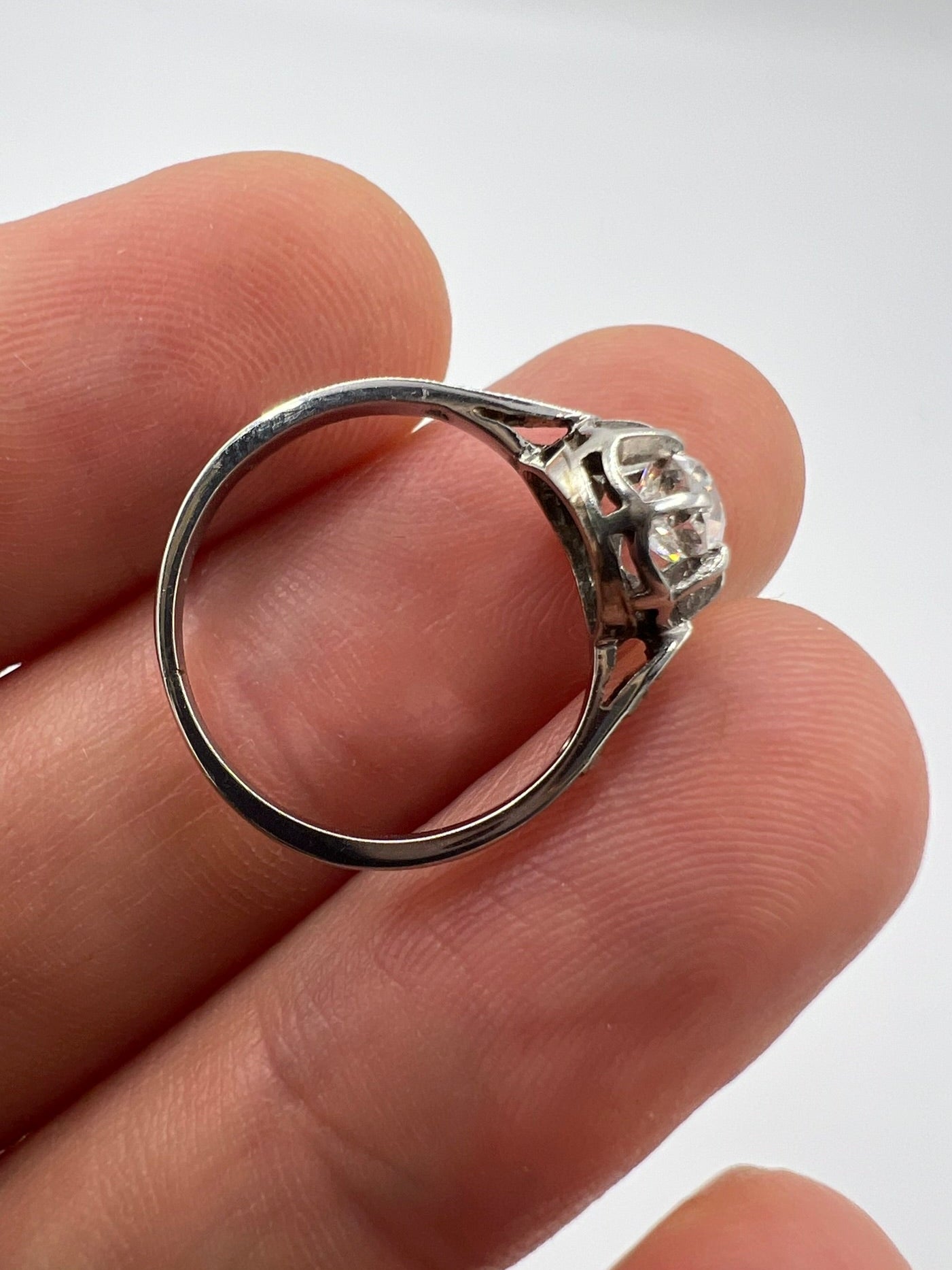 Fabulous Old Cushion Cut Oval Diamond in Platinum Ring