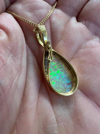 RESERVED NANCY 18k Opal diamond pendant (not inc chain) & Free Rock Crystal Beads