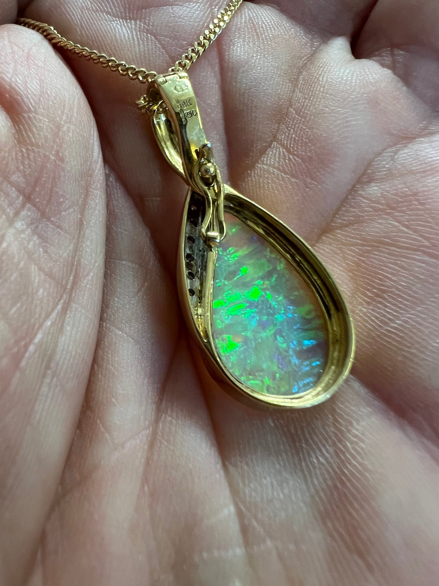 RESERVED NANCY 18k Opal diamond pendant (not inc chain) & Free Rock Crystal Beads