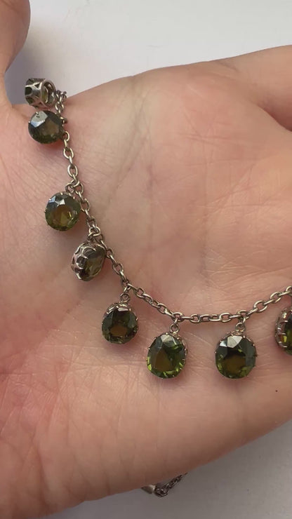 Natural Green Zircon Edwardian Fringe Necklace - As Old As The Earth Itself