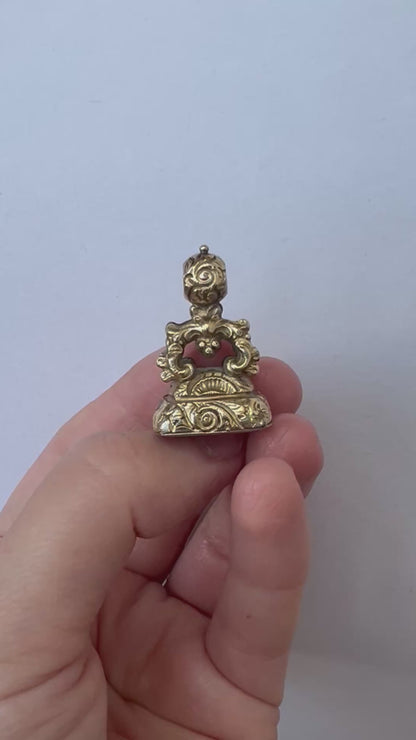 Early Victorian Gold Cased Watch Fob Pendant With Carved Stag Intaglio