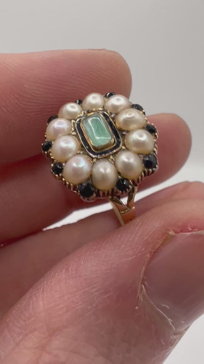 Georgian Pearl Sapphire Gold Ring