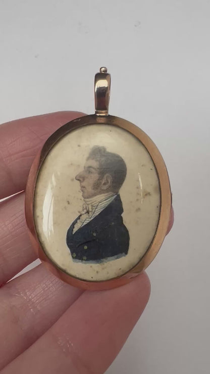 Regency Portrait Georgian Rose Gold Locket Pendant